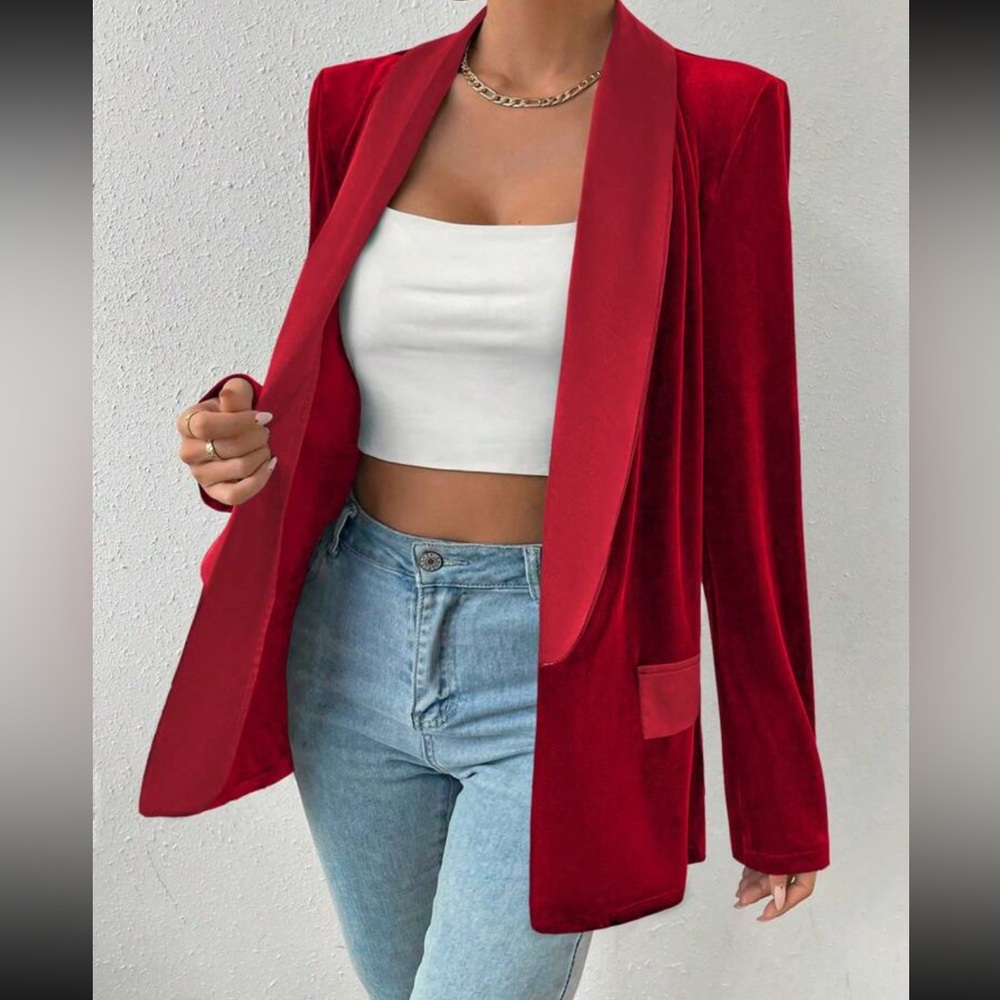 Set of 2 Emerald green / red blazer jacket- velvet velour - Picture 9 of 11